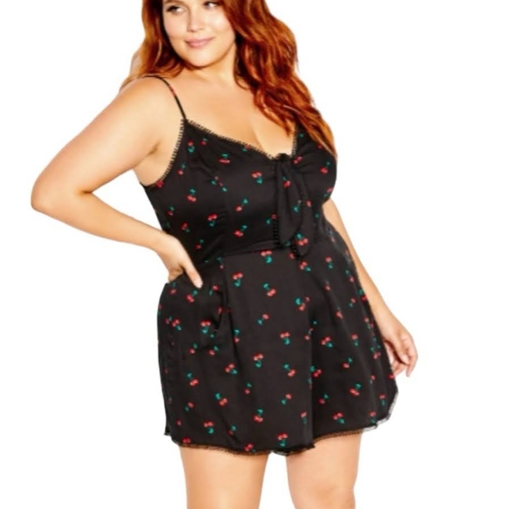 City Chic Black Cherry Pattern Chemise